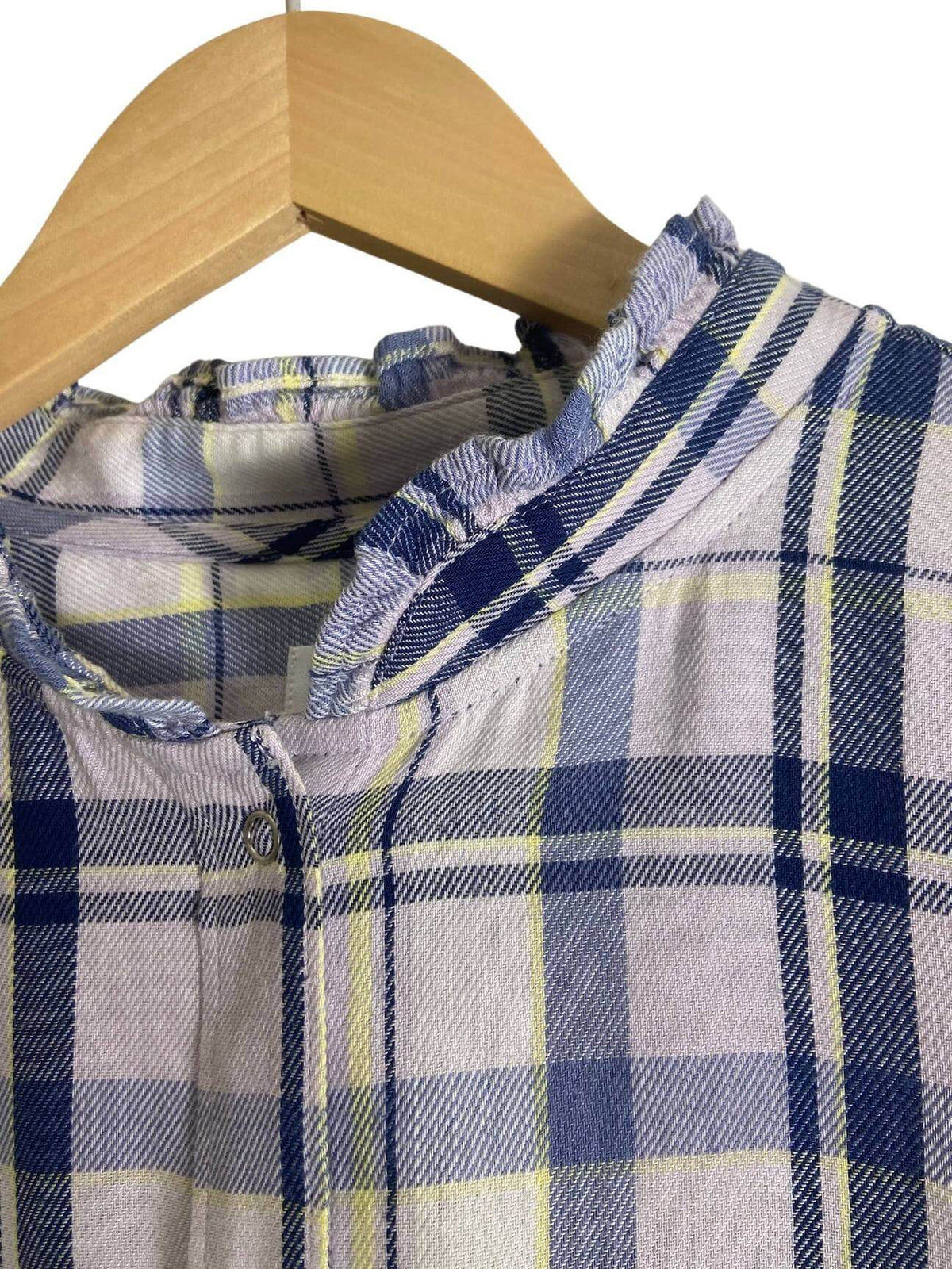 Soft Summer Plaid Ruffle Shirt