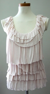 Soft Summer J CREW blush pink ruffled sleeveless top