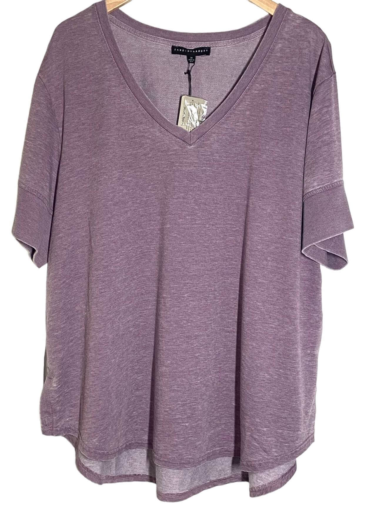 Soft Summer JANE+DELANCEY faded plum purple v-neck vintage tee