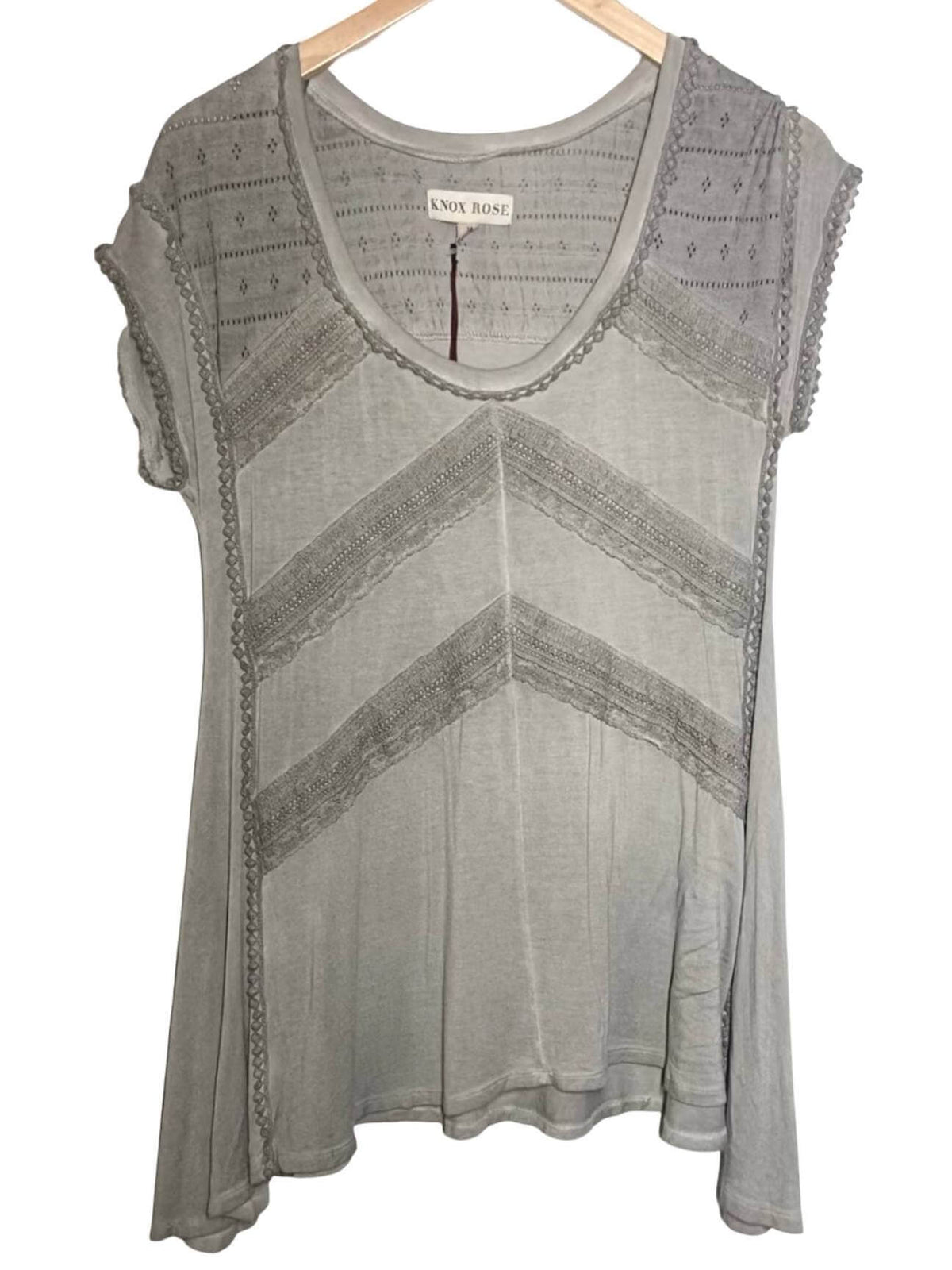 Soft Summer KNOX ROSE pebble gray crochet lace top