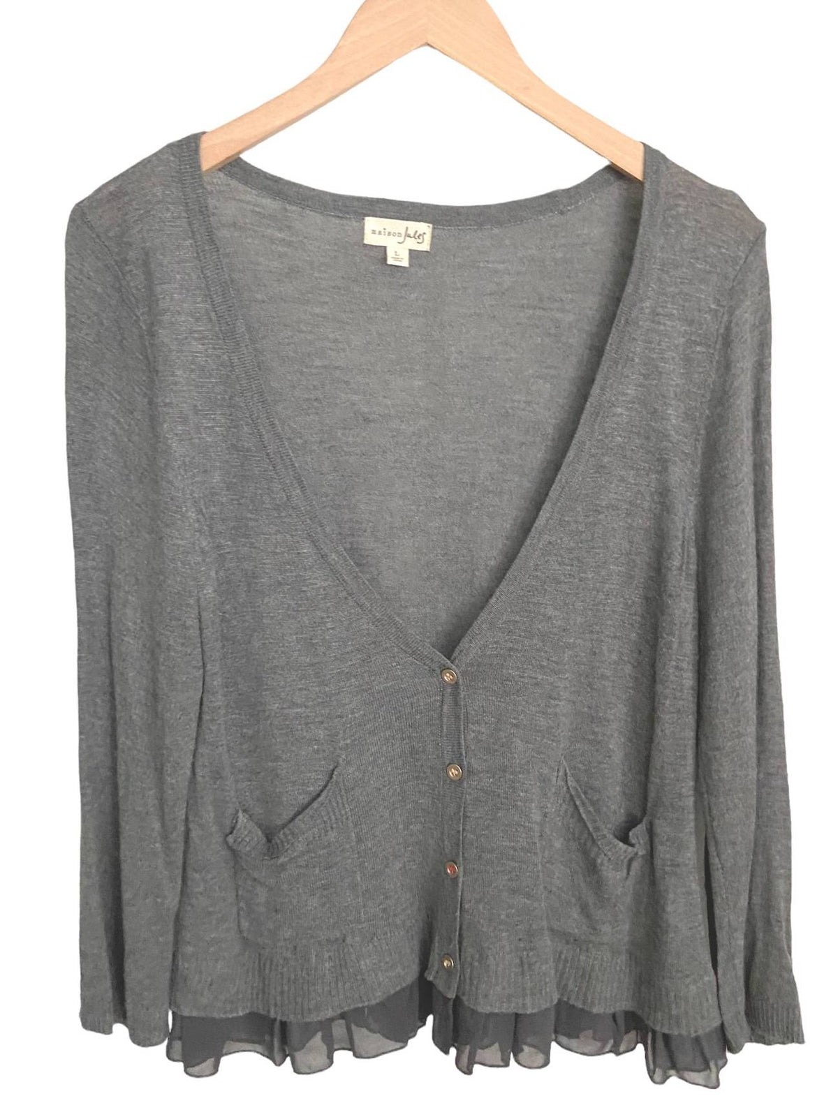 Soft Summer MAISON JULES gray ruffle hem sweater