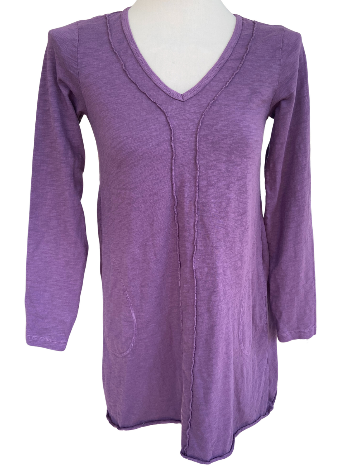 Soft Summer MODODOC LA purple raw hem Lagenlook dress