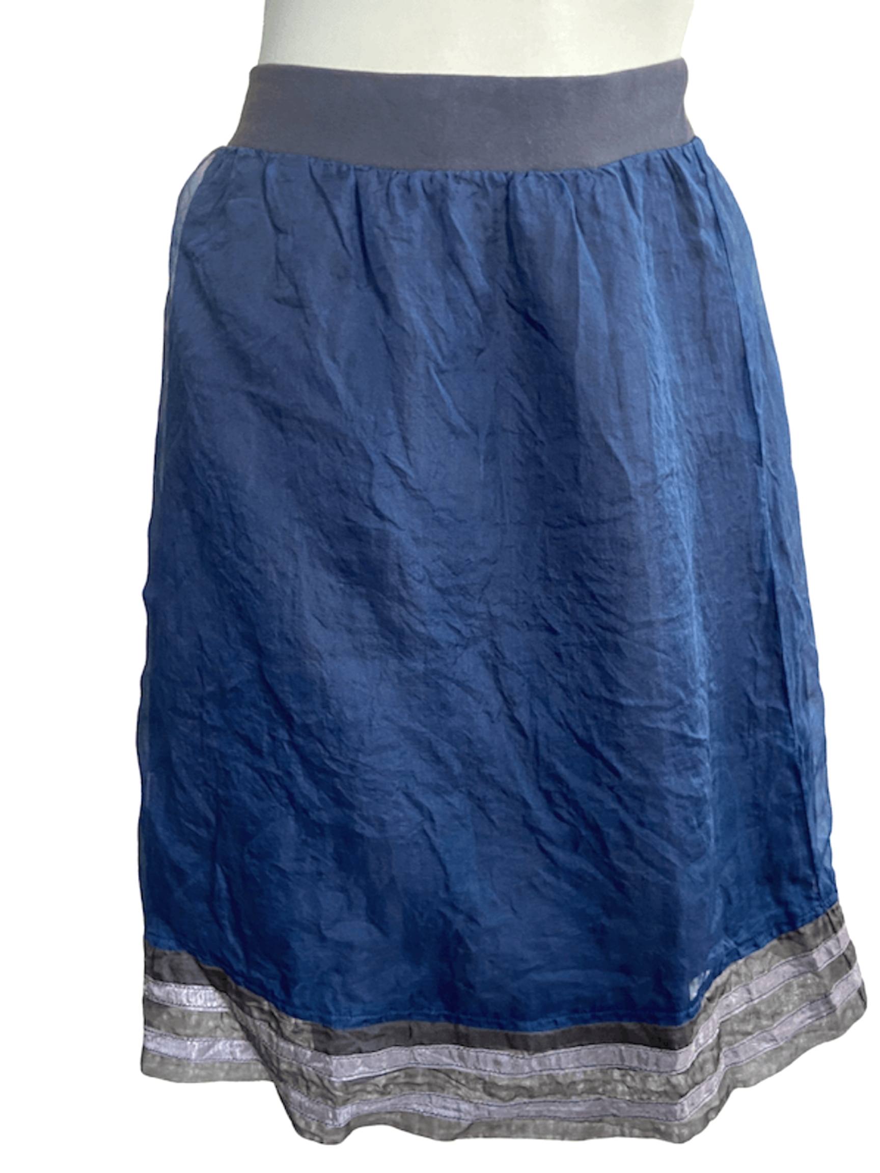 Soft Summer NEESH navy silk skirt