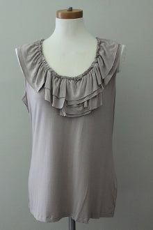 Soft Summer NEW YORK & CO papyrus gray ruffled top