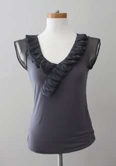 Soft Summer NEW YORK & CO slate ruffled top