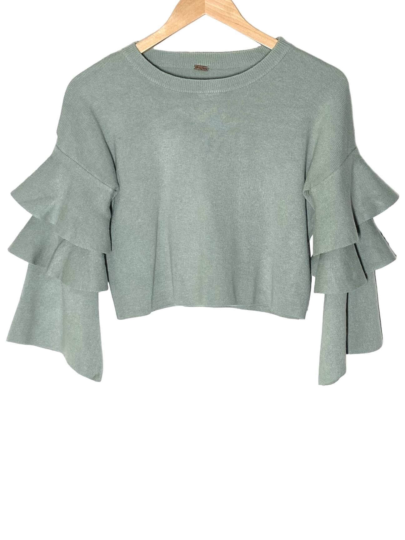 Light Spring POOF sweet pea ruffle bell sleeve sweater