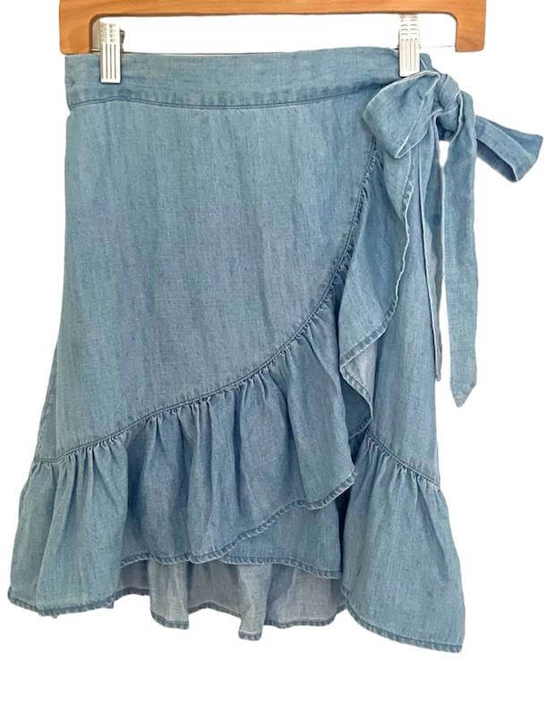 Soft Summer RAILS chambray ruffle wrap skirt