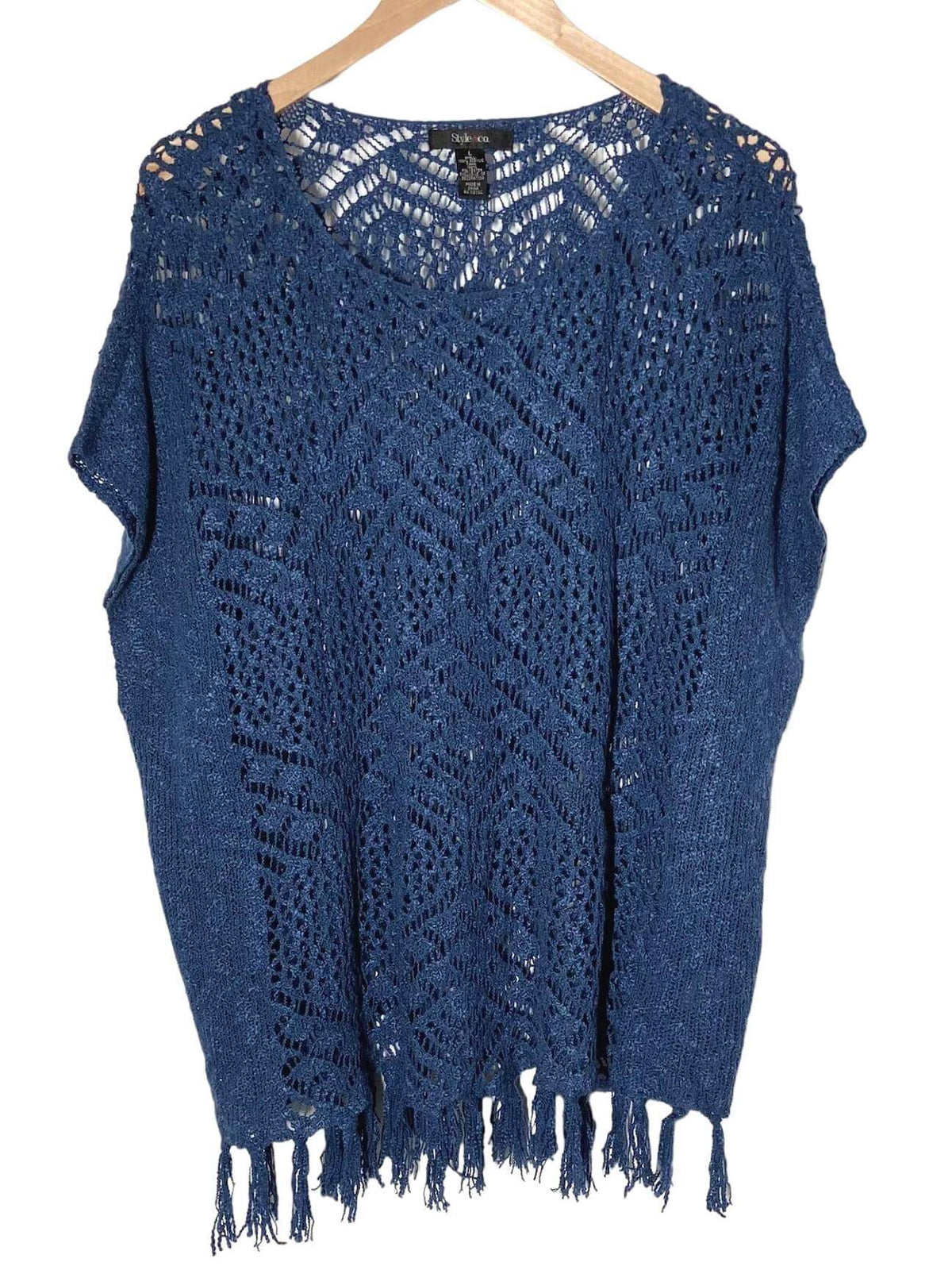 Soft Summer STYLE &amp; CO open knit fringe sweater