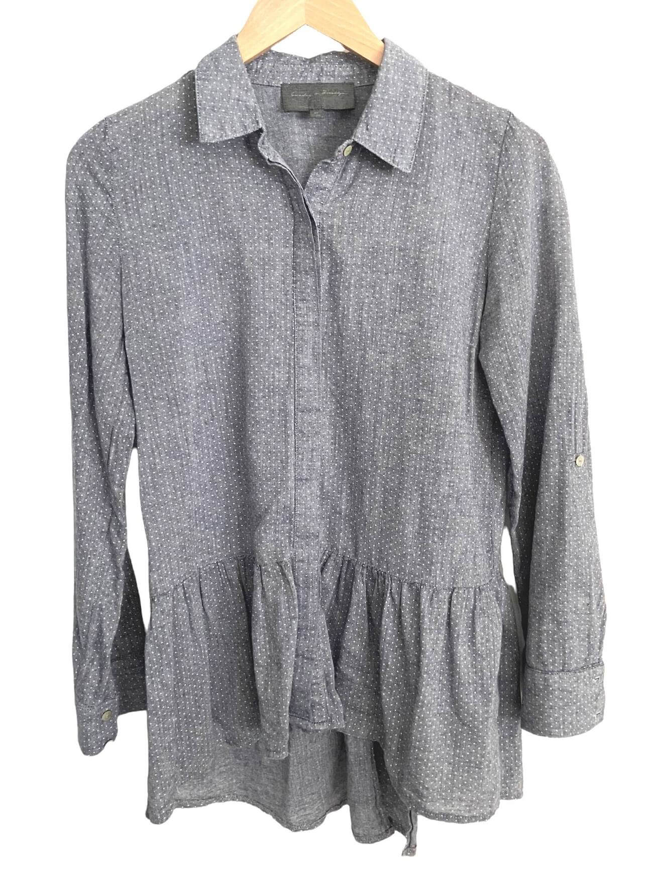 Soft Summer SUNDAY IN BROOKLYN for ANTHROPOLOGIE faded denim dots shirt