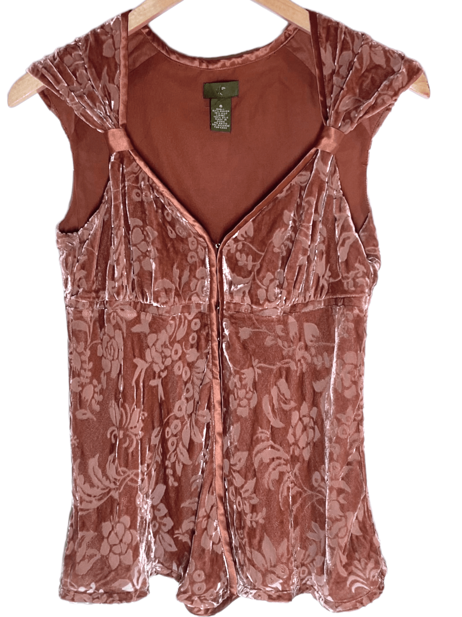 Soft Autumn velvet floral sleeveless top 