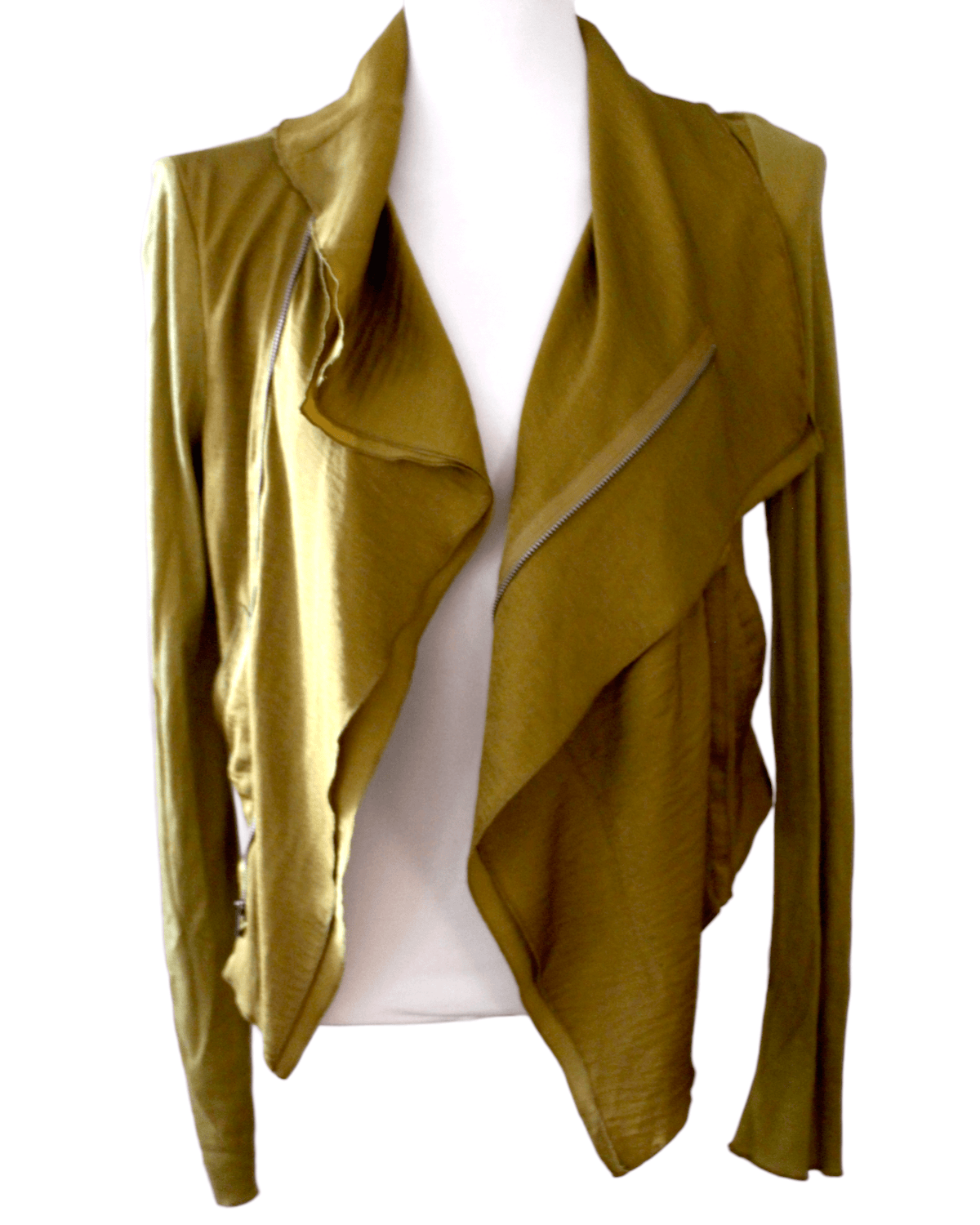 Warm Autumn BCBG MAXAZRIA silky olive moto jacket