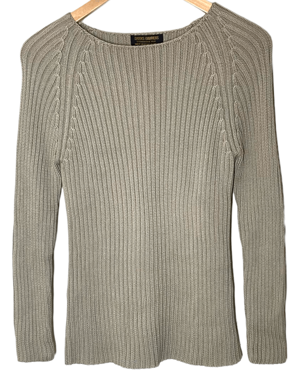 Warm Autumn BROOKS BROTHERS taupe ribbed sweater