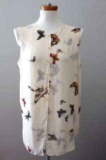 Warm Autumn butterfly print blouse with scarf