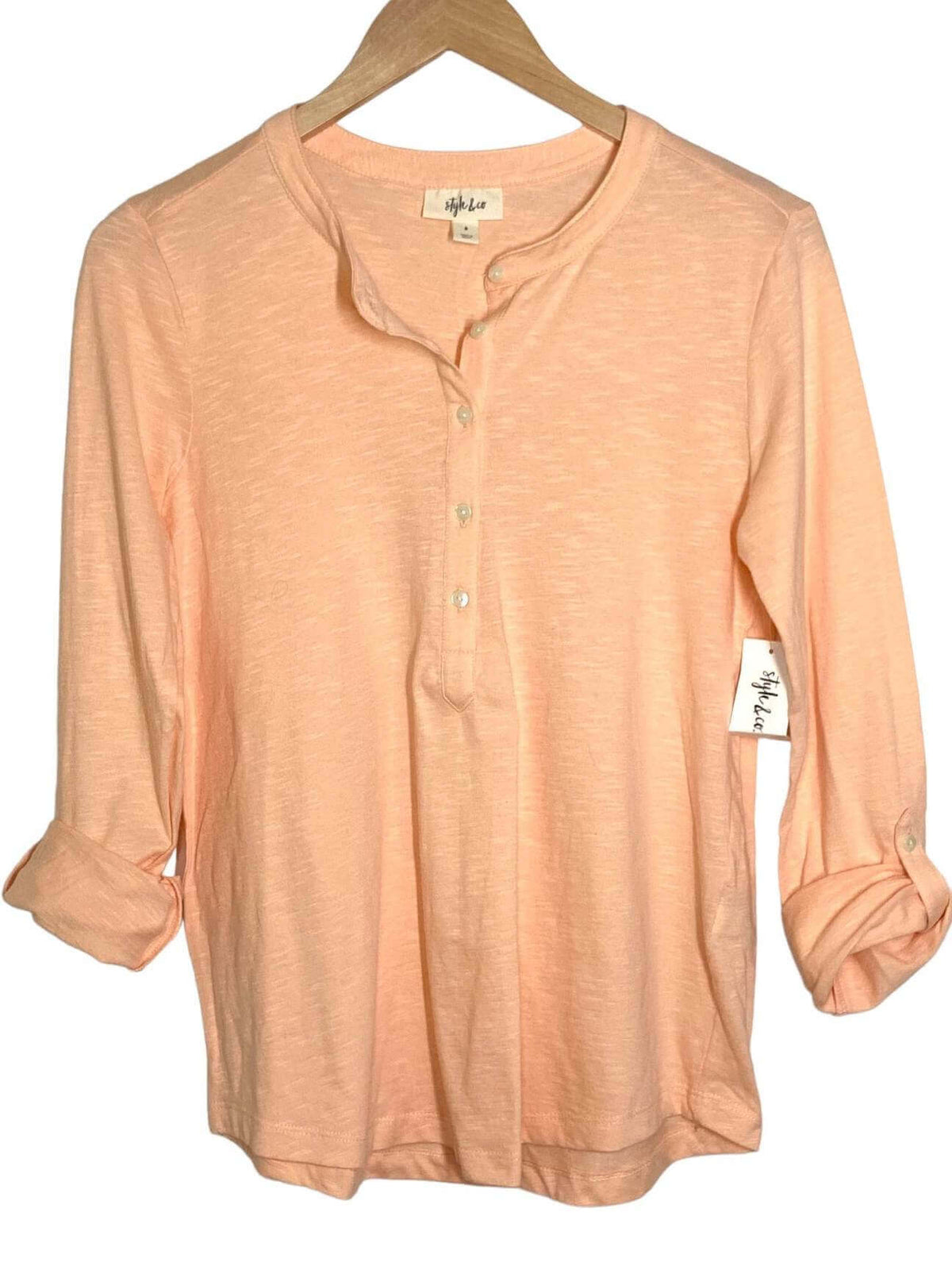 Warm Autumn STYLE &amp; CO roll sleeve knit shirt