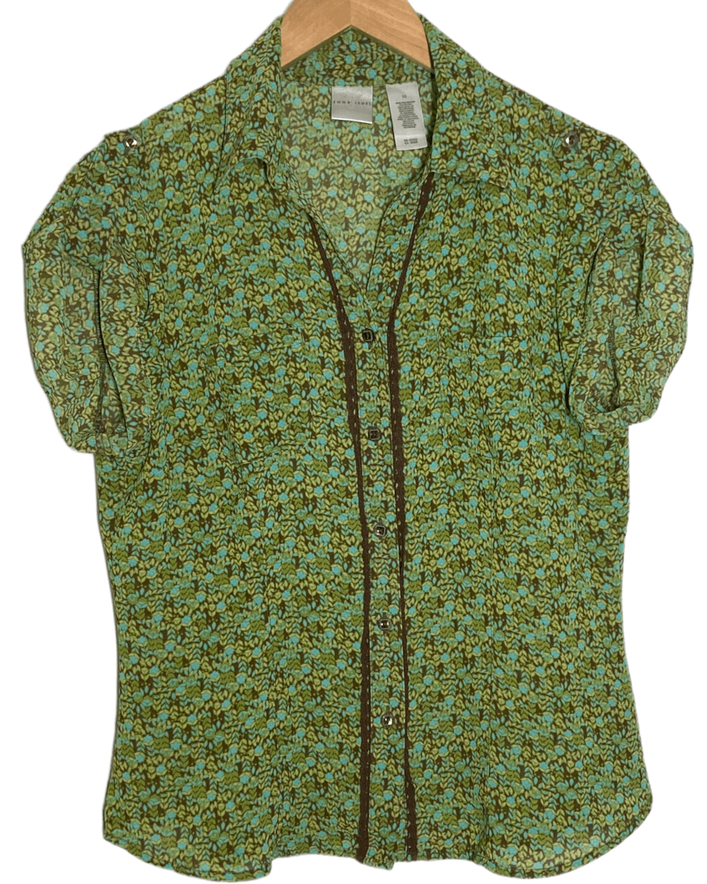 Warm Autumn EMMA JAMES green floral print shirt