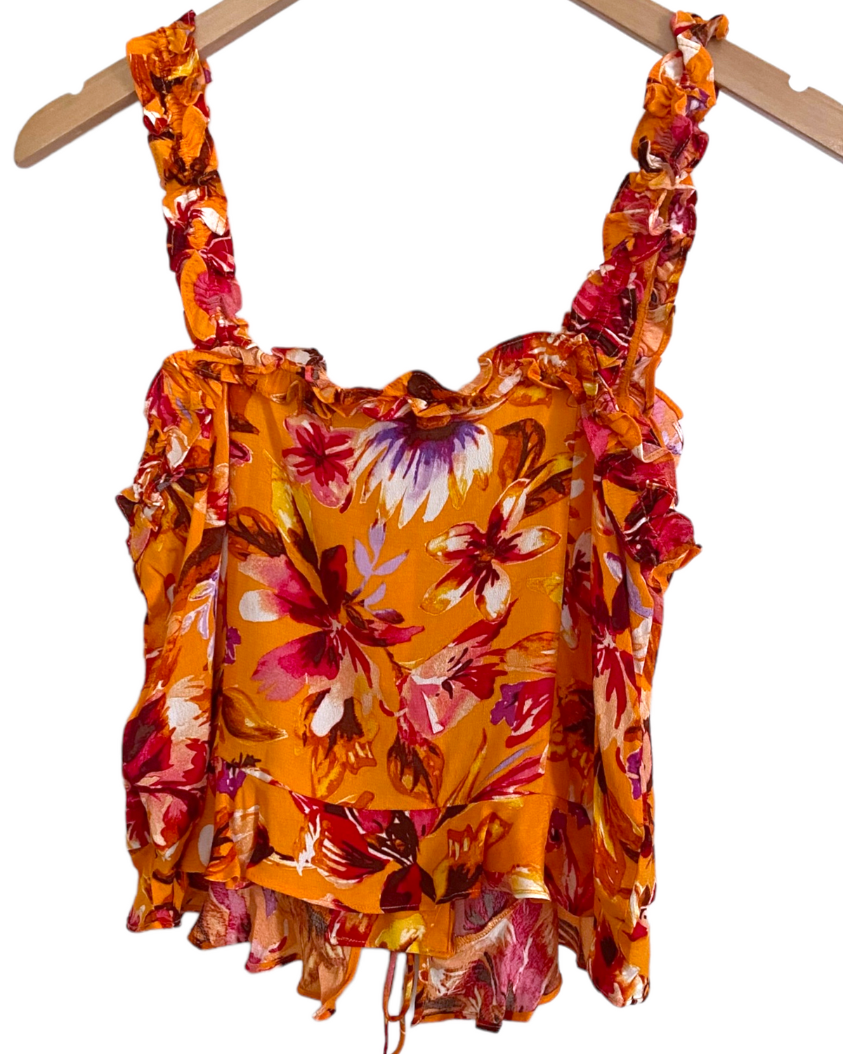 Warm Autumn H&amp;M floral ruffle top lace-up 