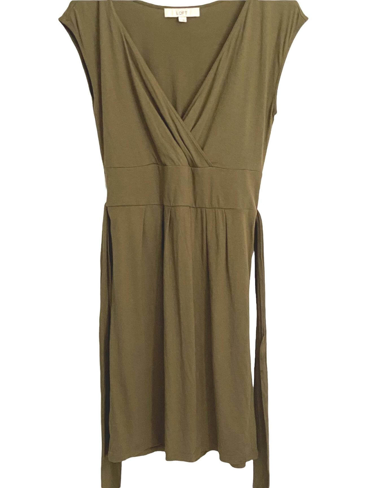 Warm Autumn LOFT olive knit sleeveless dress