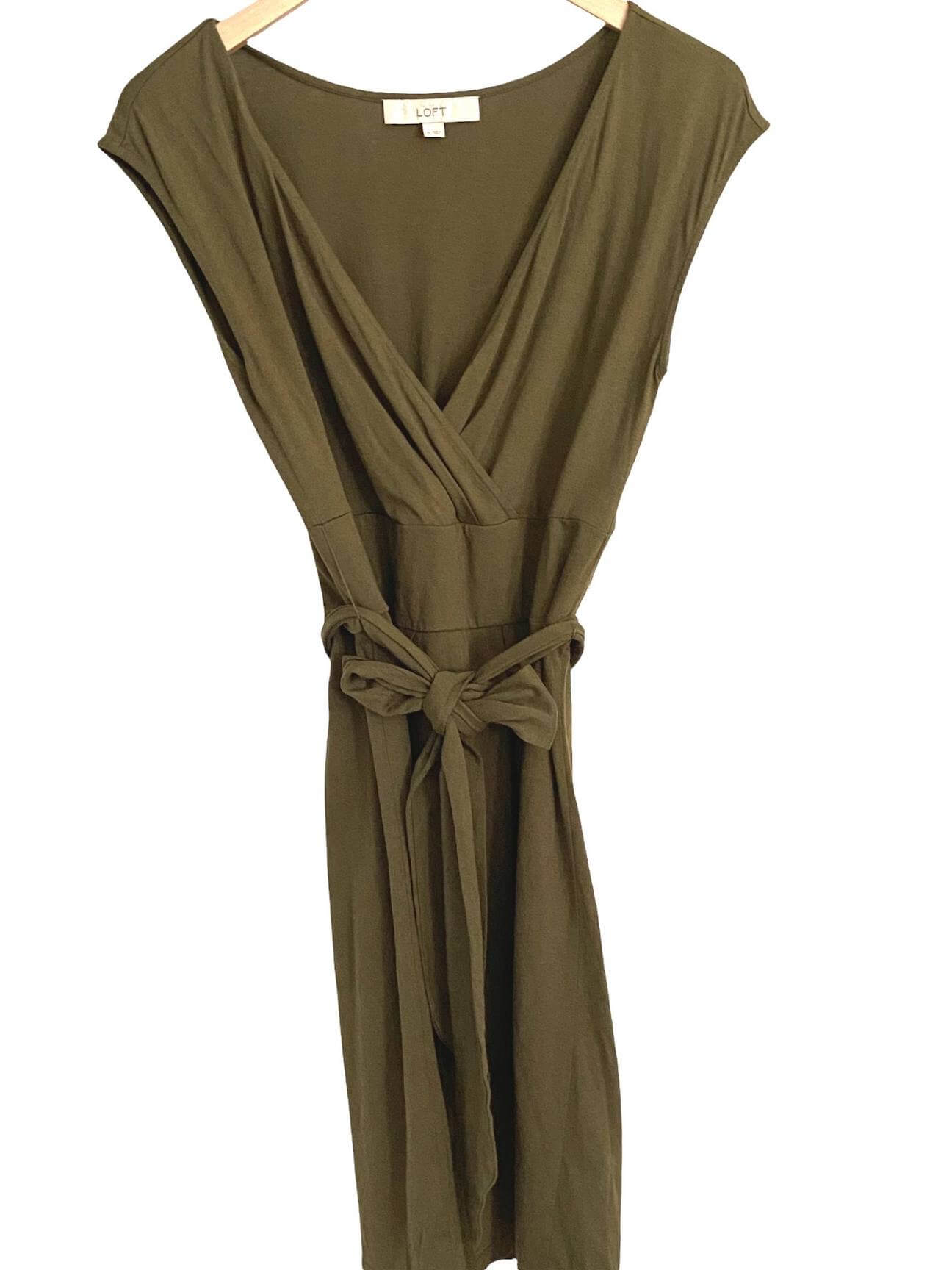 Warm Autumn LOFT olive sleeveless knit dress