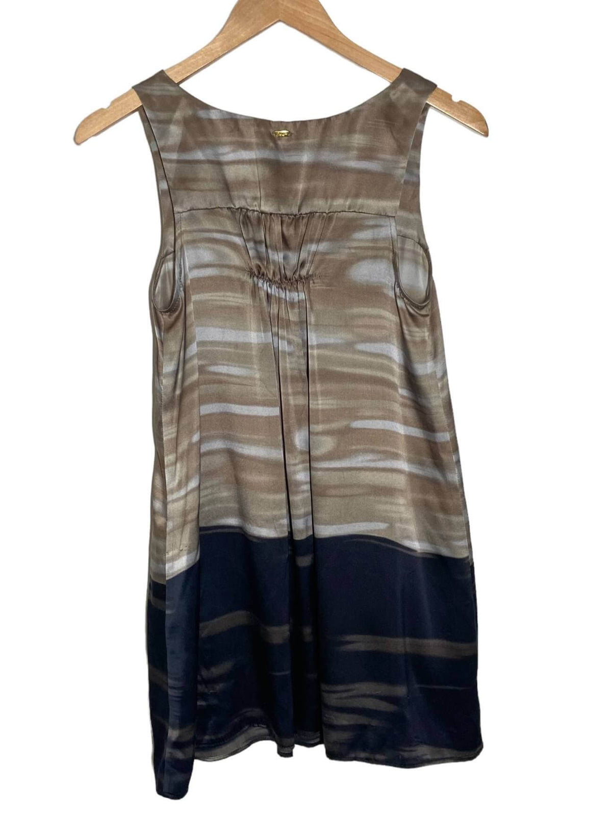 Warm Autumn Brown and Black Watercolor Silk Tunic