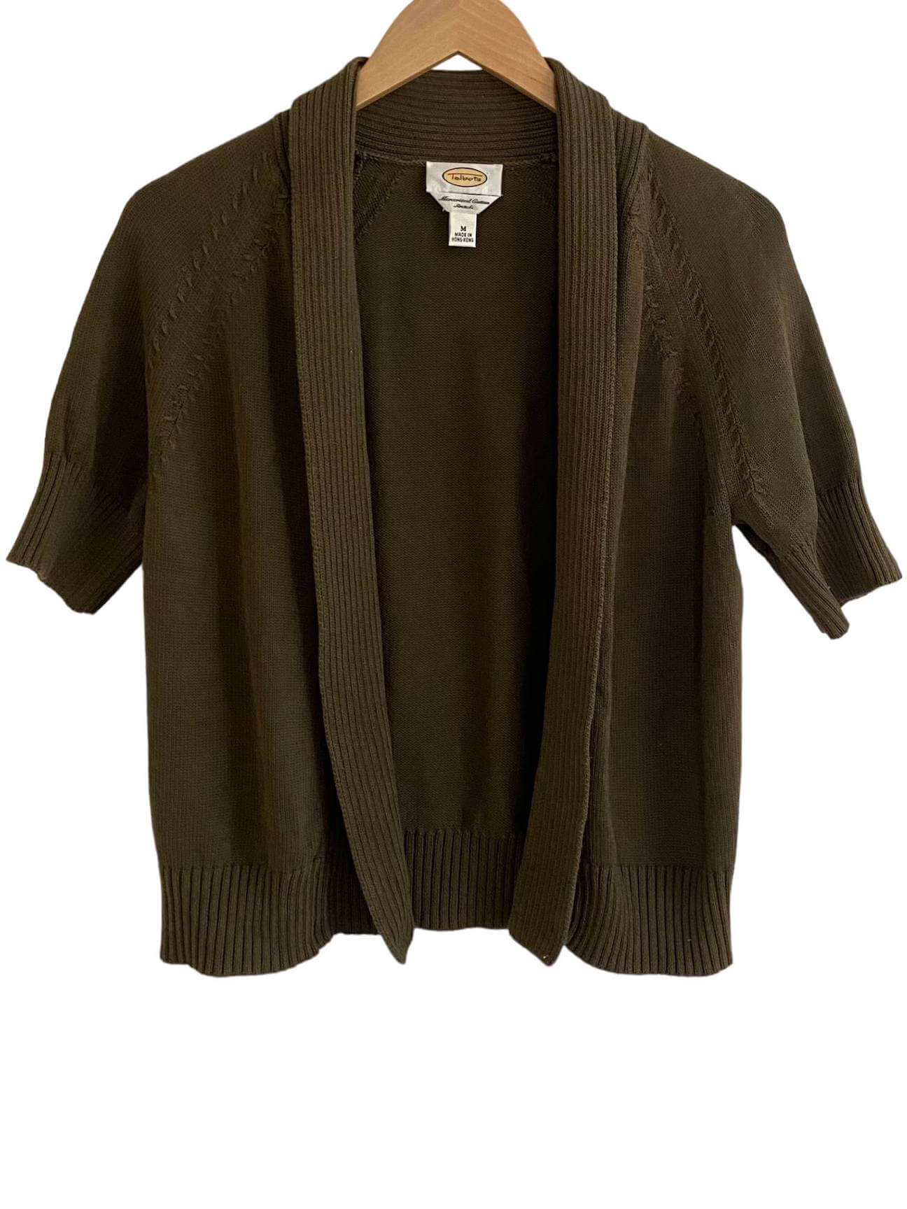 Warm Autumn TALBOTS walnut brown open cardigan sweater