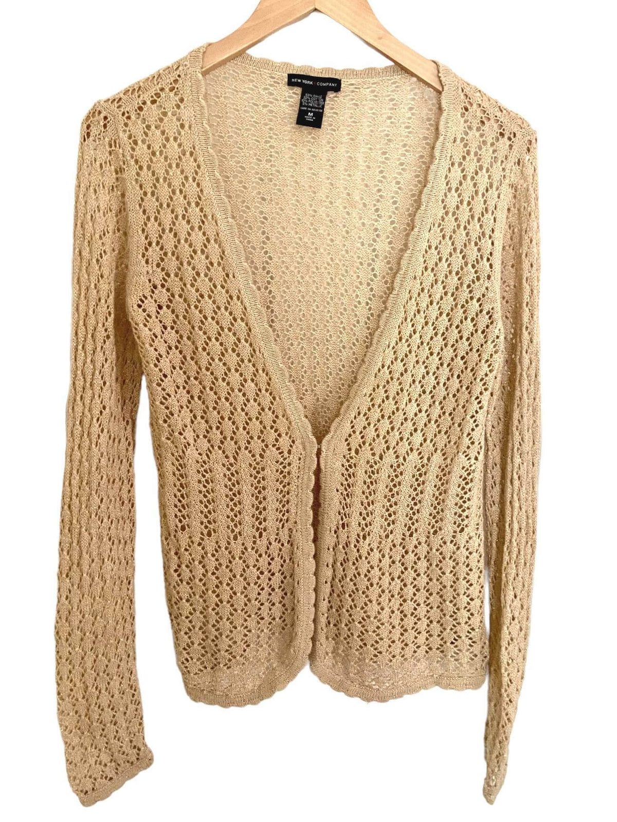Warm Spring NY&amp;CO gold open knit sweater