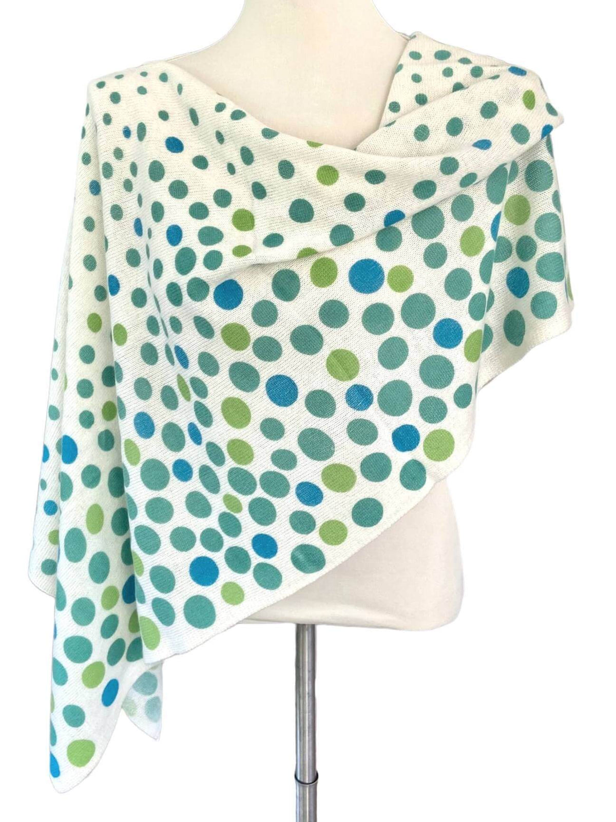 Warm Spring ALASHAN green polka dot poncho