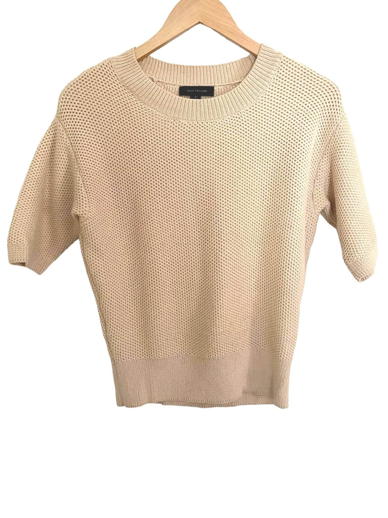 Warm Spring ANN TAYLOR creme short sleeve sweater