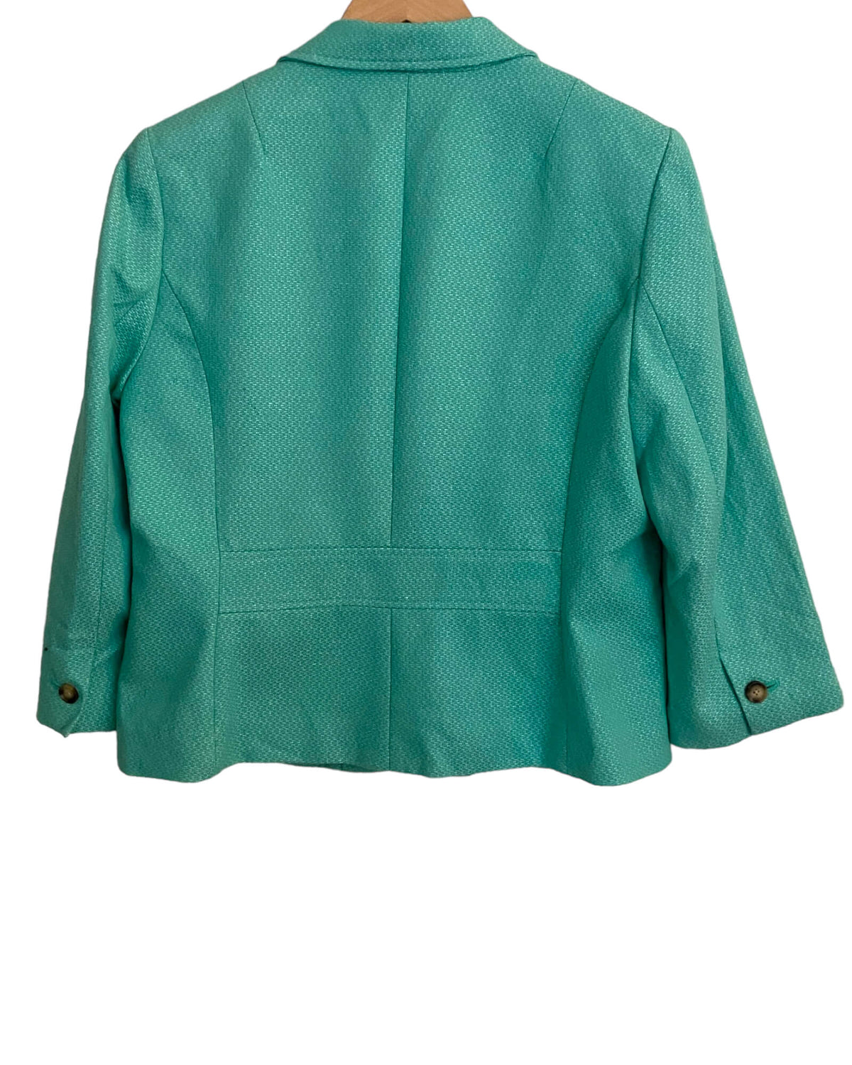 Warm Spring BANANA REPUBLIC lucite green tweed blazer jacket