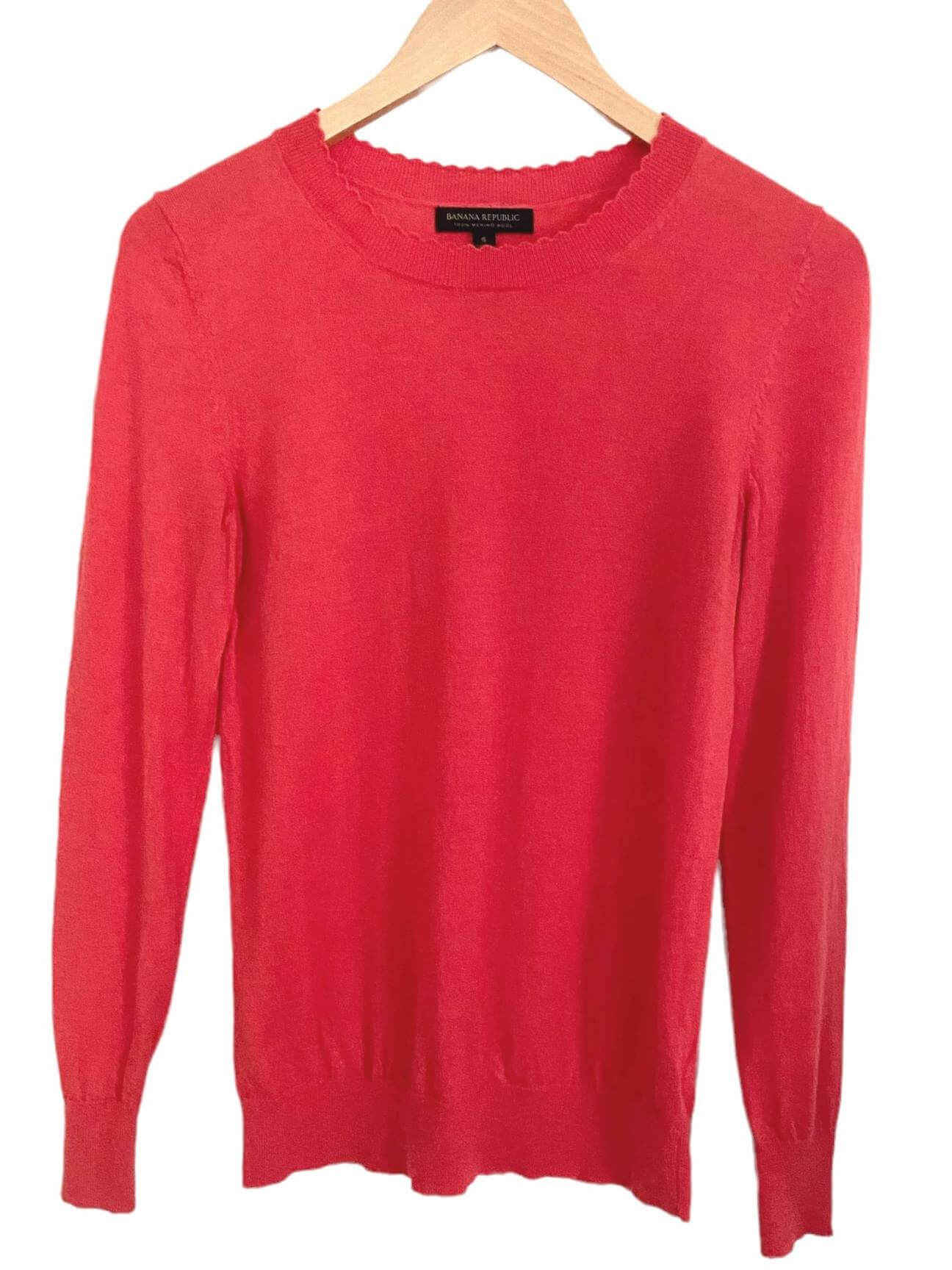 Warm Spring BANANA REPUBLIC watermelon scallop neck wool sweater