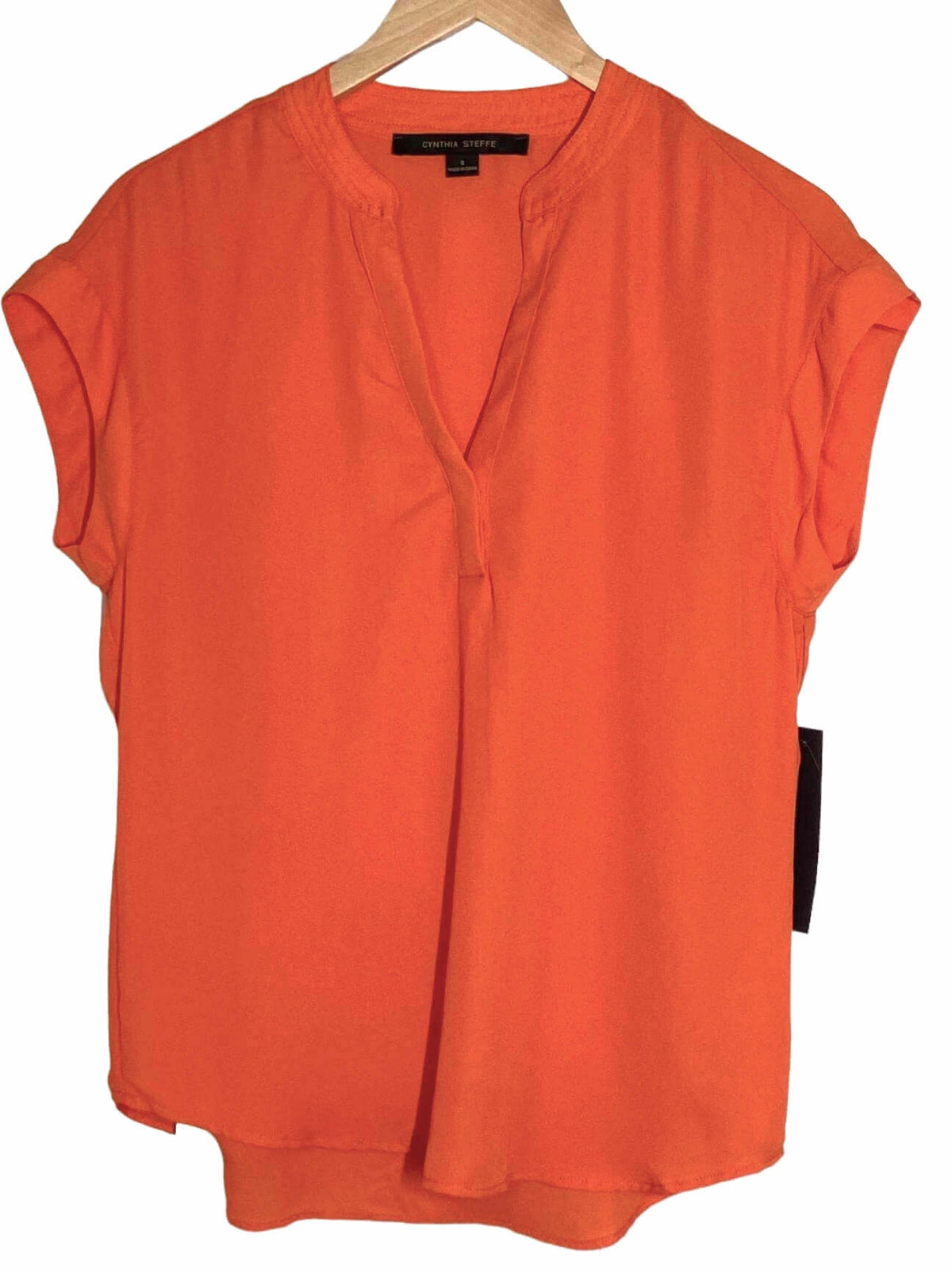 Warm Spring CYNTHIA STEFFE papaya orange sleeveless blouse