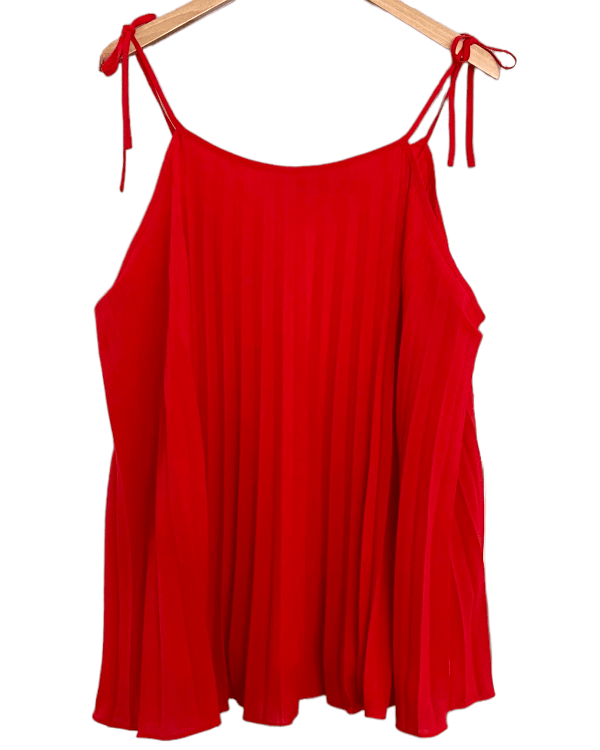 Warm  Spring I.N.C INTERNATIONAL CONCEPTS WOMAN poppy red pleated tie shoulder swing top 