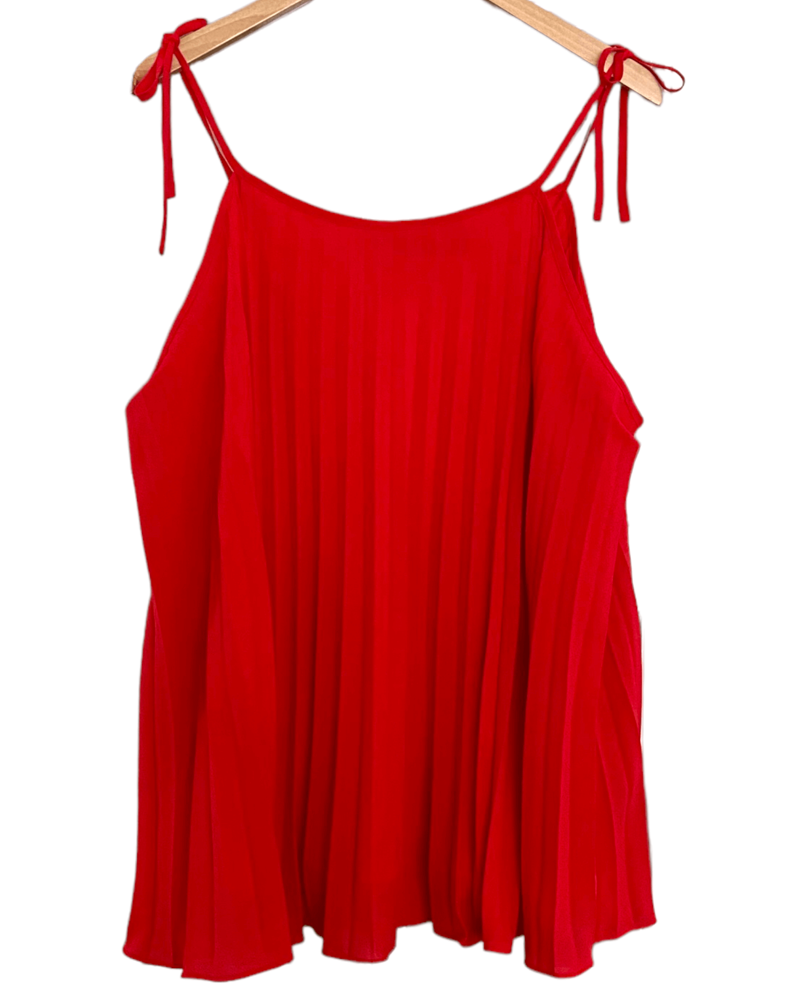 Warm  Spring I.N.C INTERNATIONAL CONCEPTS WOMAN poppy red pleated tie shoulder swing top 
