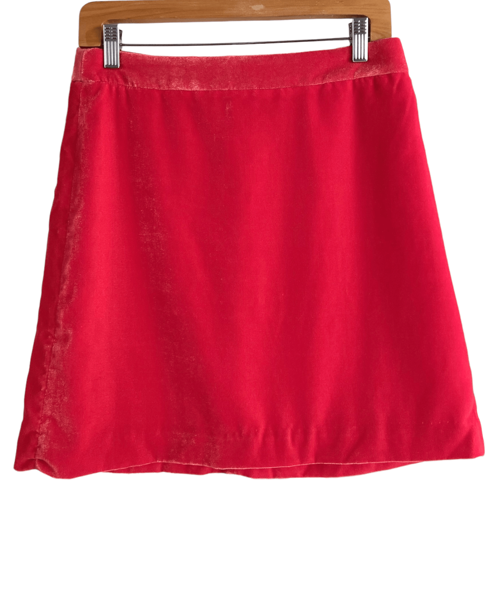 Warm Spring J.CREW coral velvet mini skirt