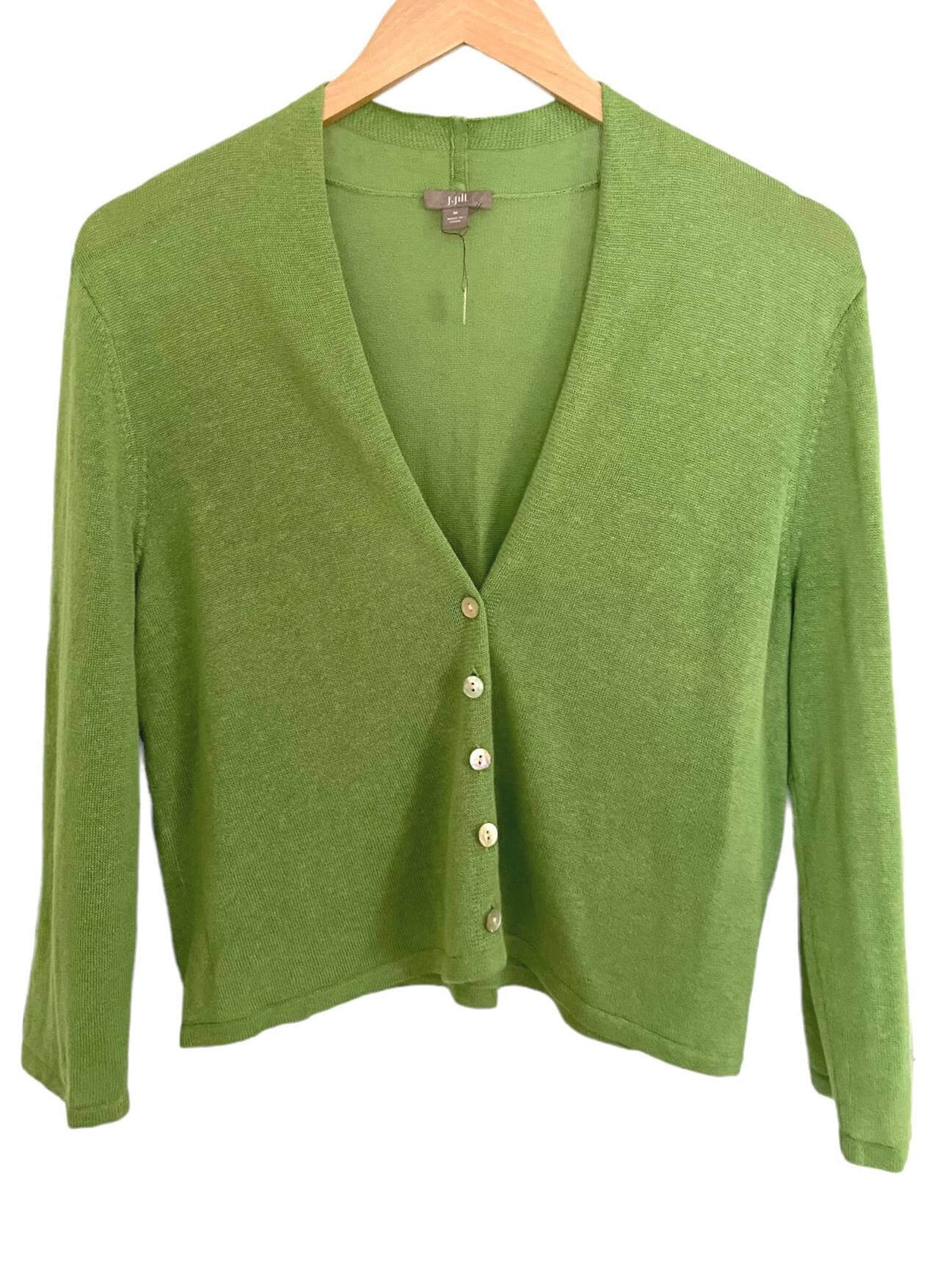Warm Spring J.JILL green cardigan sweater