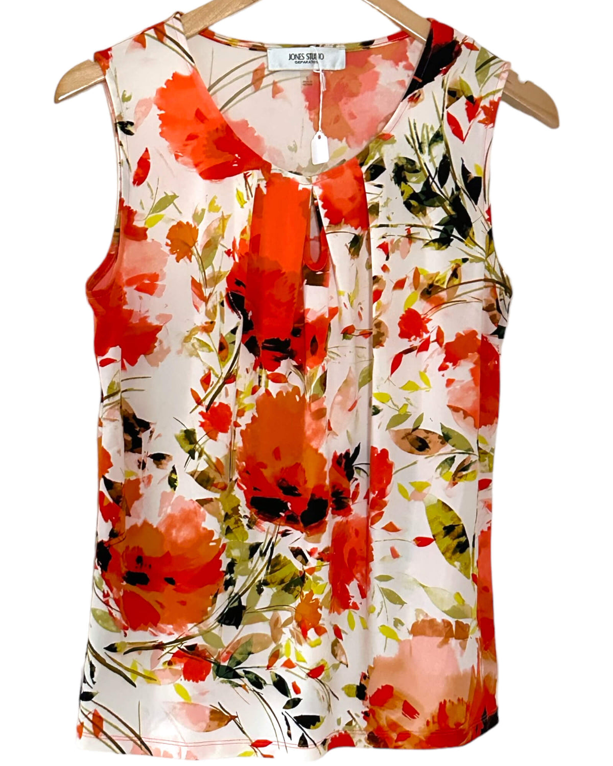 Warm Spring JONES STUDIO floral print pin-tuck blouse