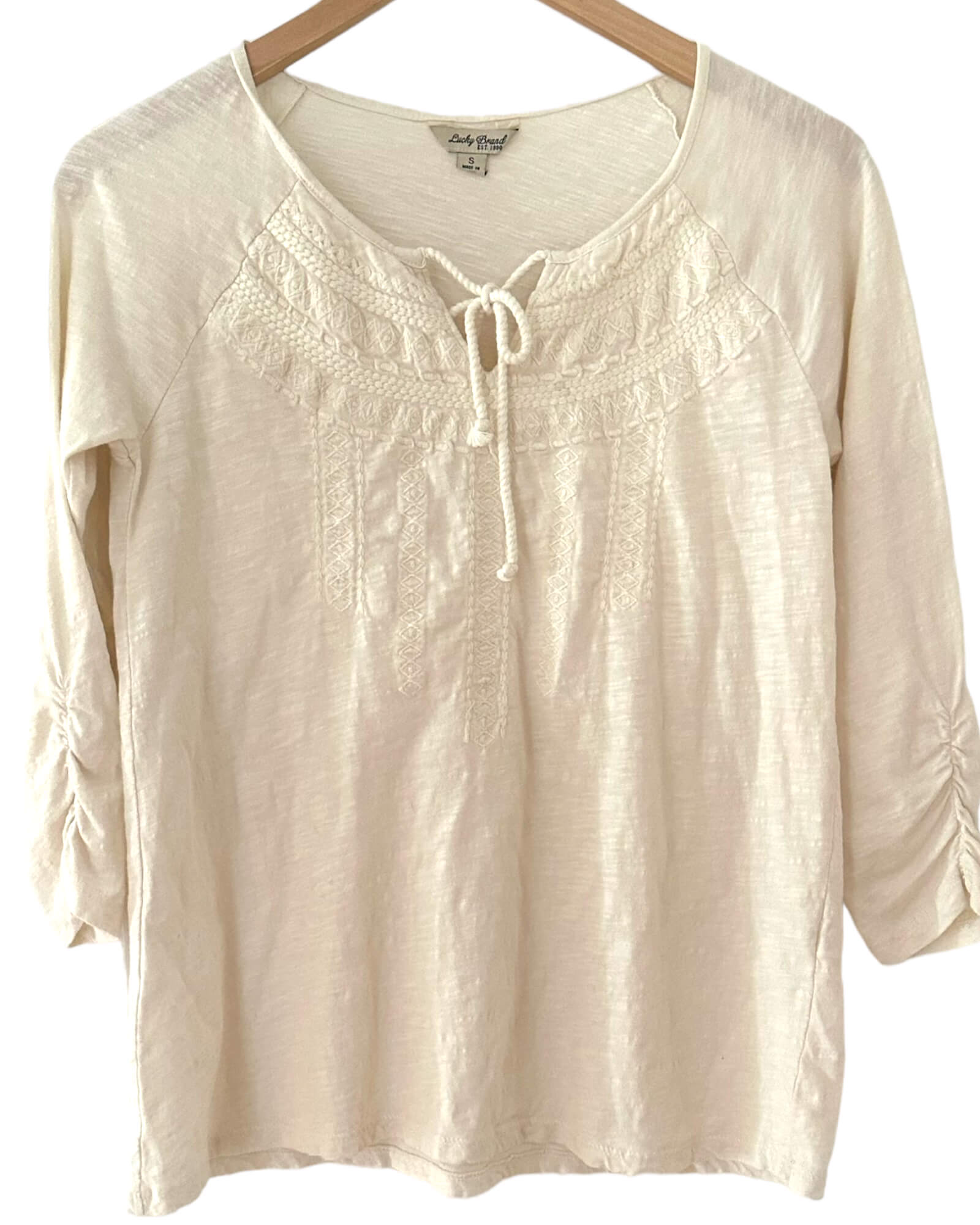 Warm Spring LUCKY BRAND embroidered ivory top