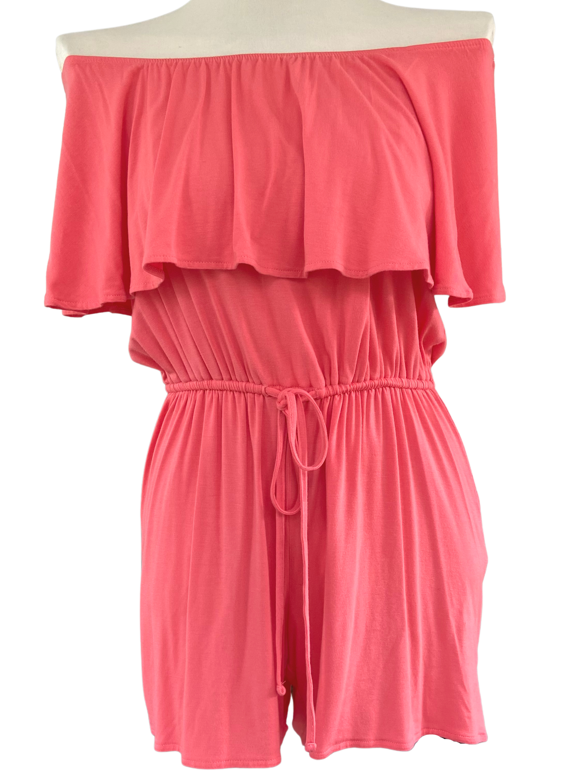 Warm Spring OLD NAVY coral ruffle romper