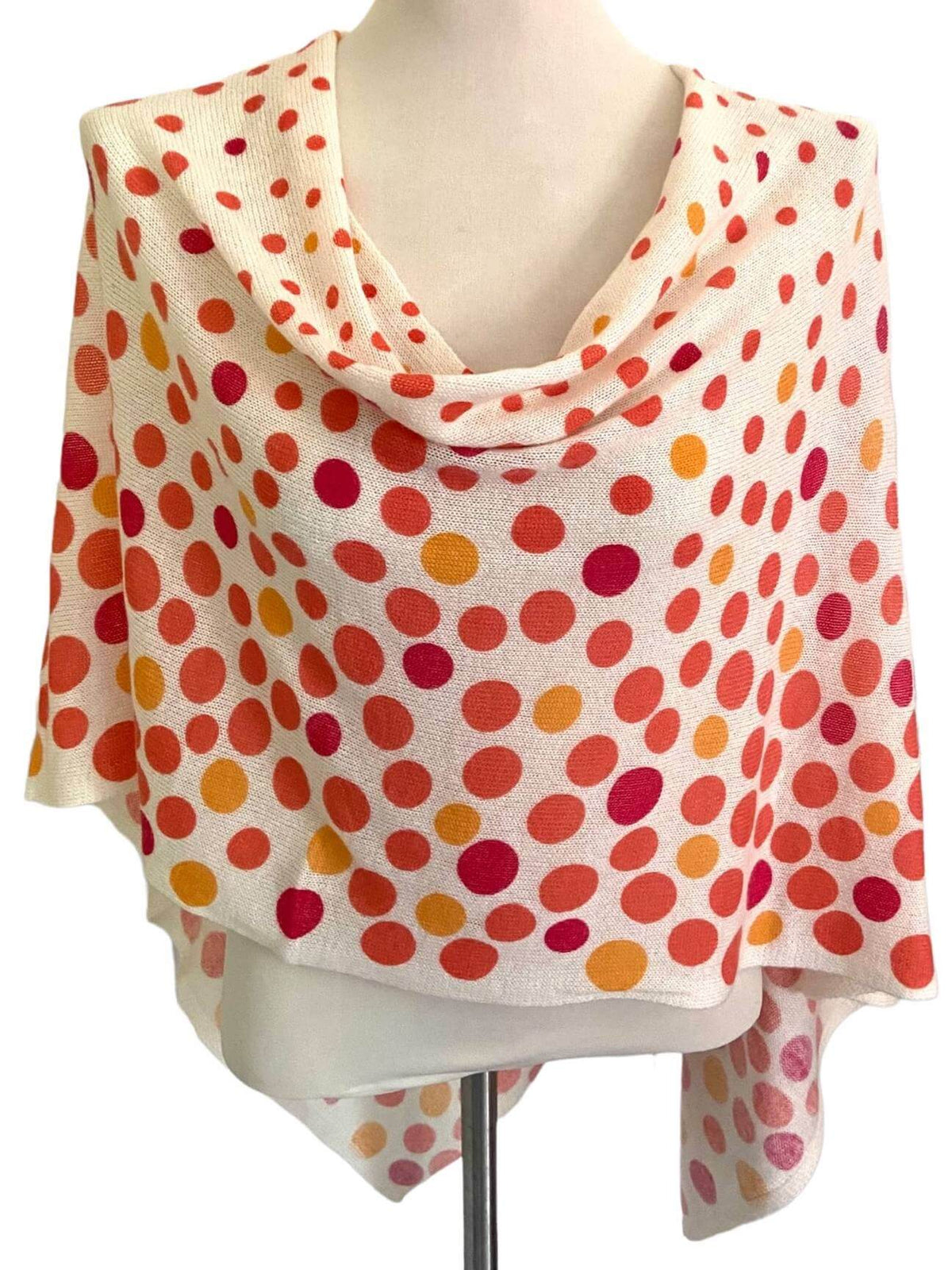 Warm Spring ALASHAN orange polka dot cashmere poncho