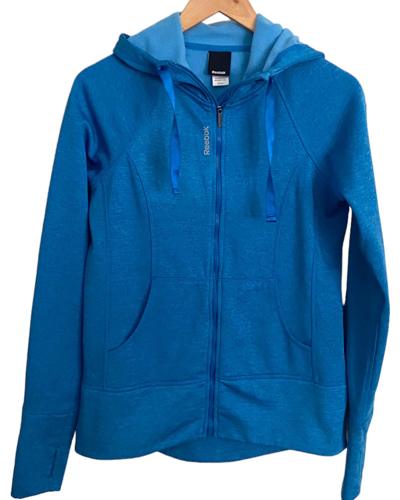 Warm Spring REEBOK azure blue hooded zipper jacket