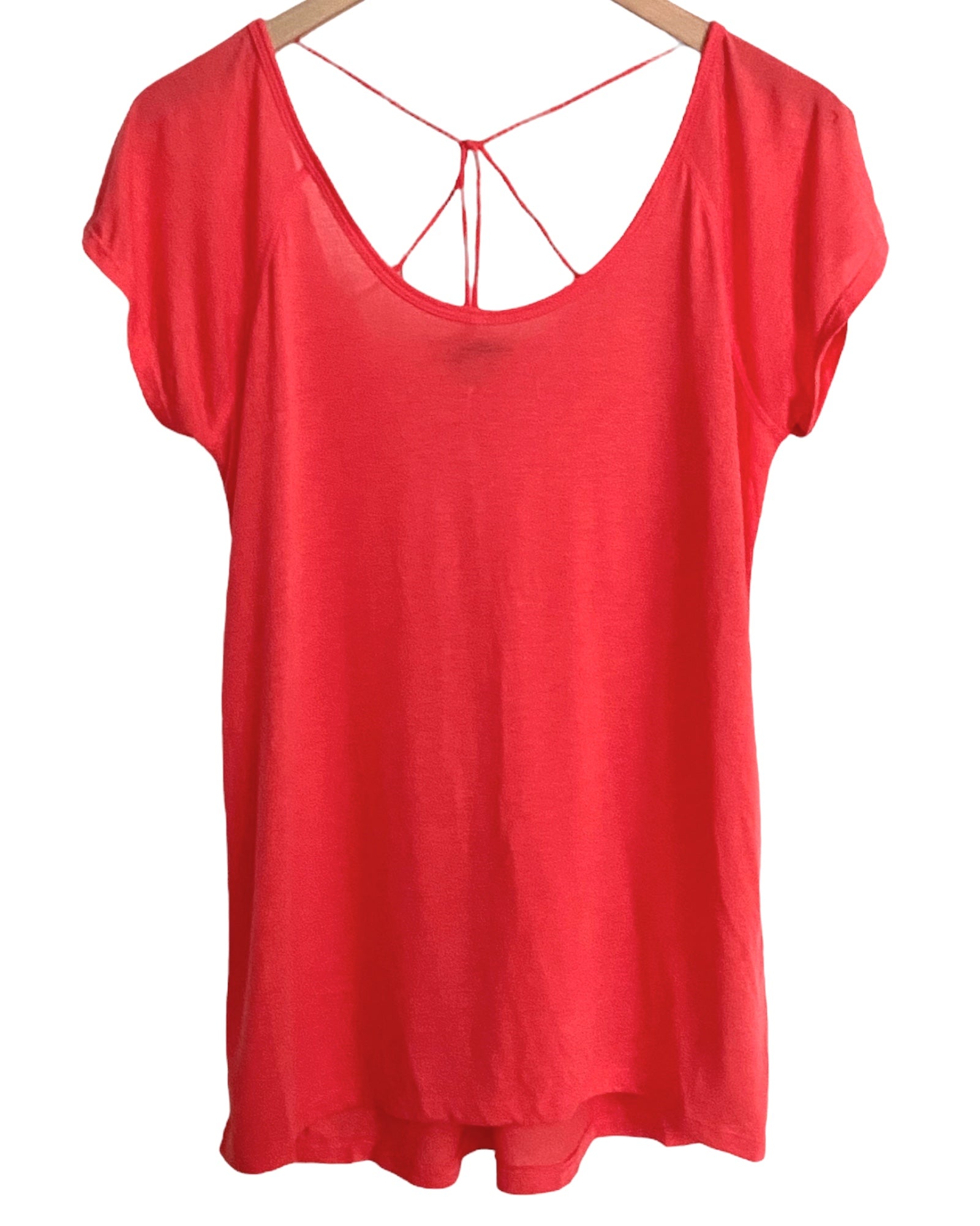 Warm Spring SUPPLIES pink grapefruit double scoop-neck top