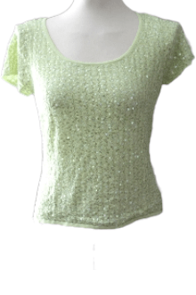 Warm Spring TALBOTS citron green sequin top