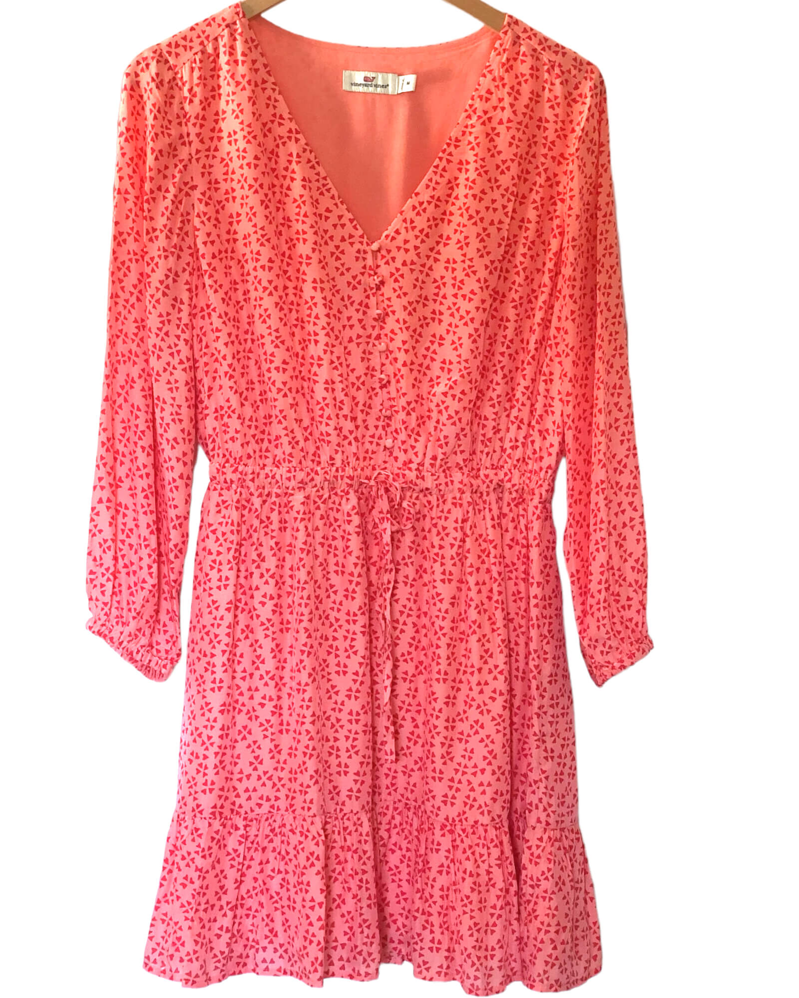 Warm Spring VINEYARD VINES petals print pink tie-waist dress