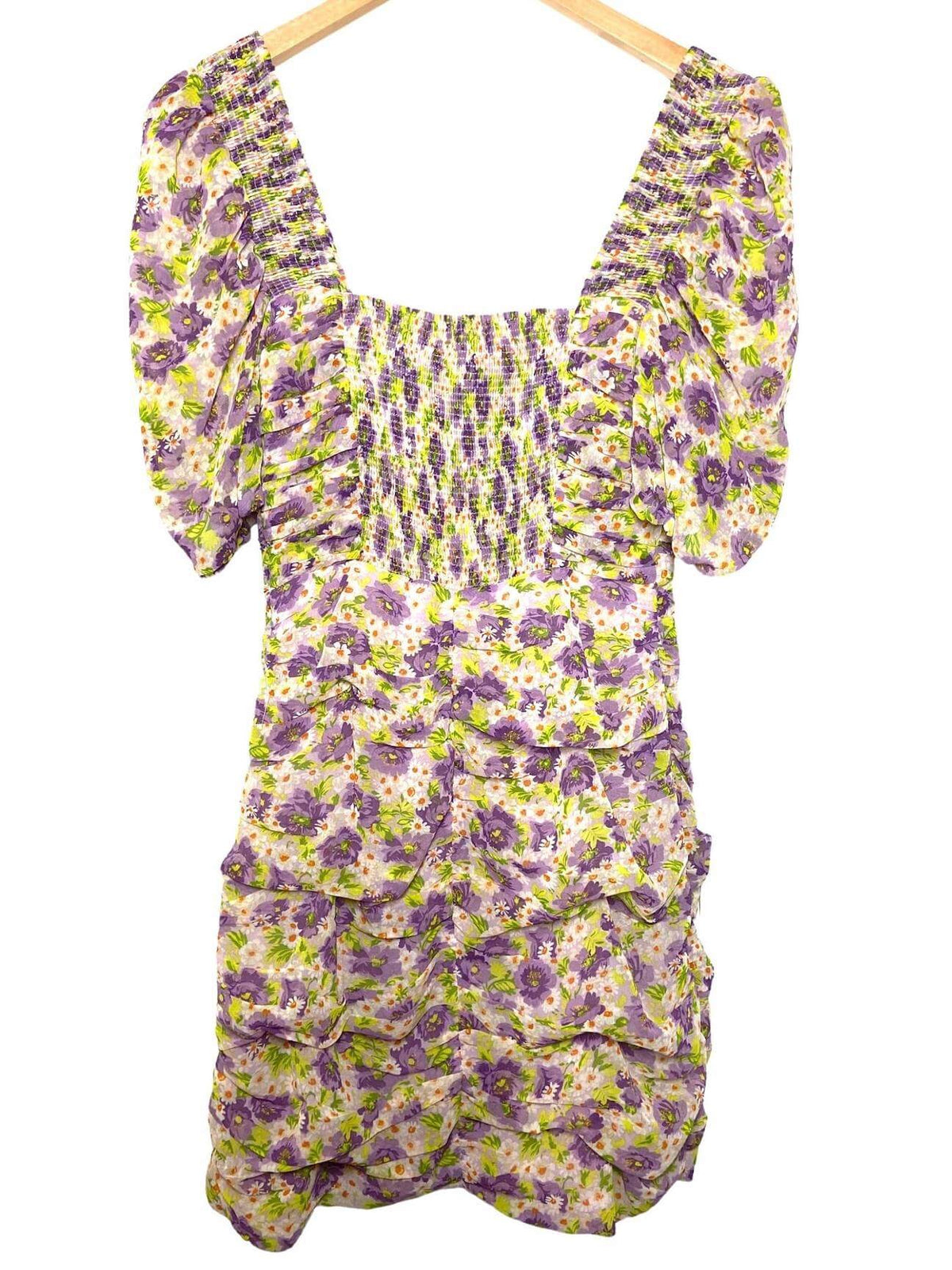 Warm Spring ZARA floral ruched puff sleeve dress