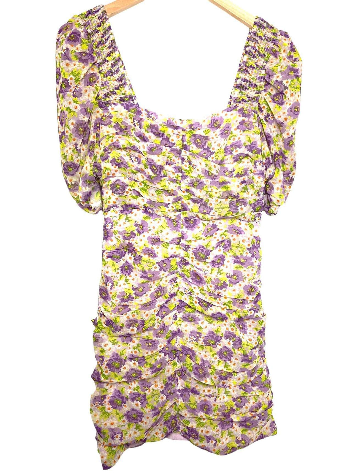 Warm Spring ZARA floral print ruched puff-sleeve dress