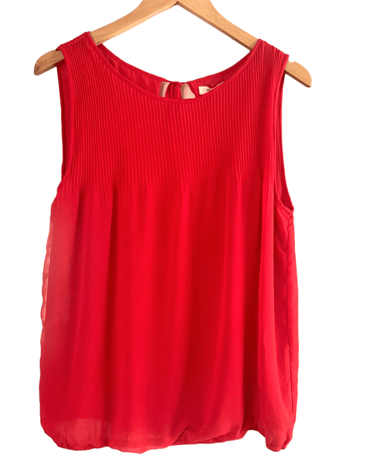 Warm Spring MAX STUDIO persimmon red sleeveless pleated top