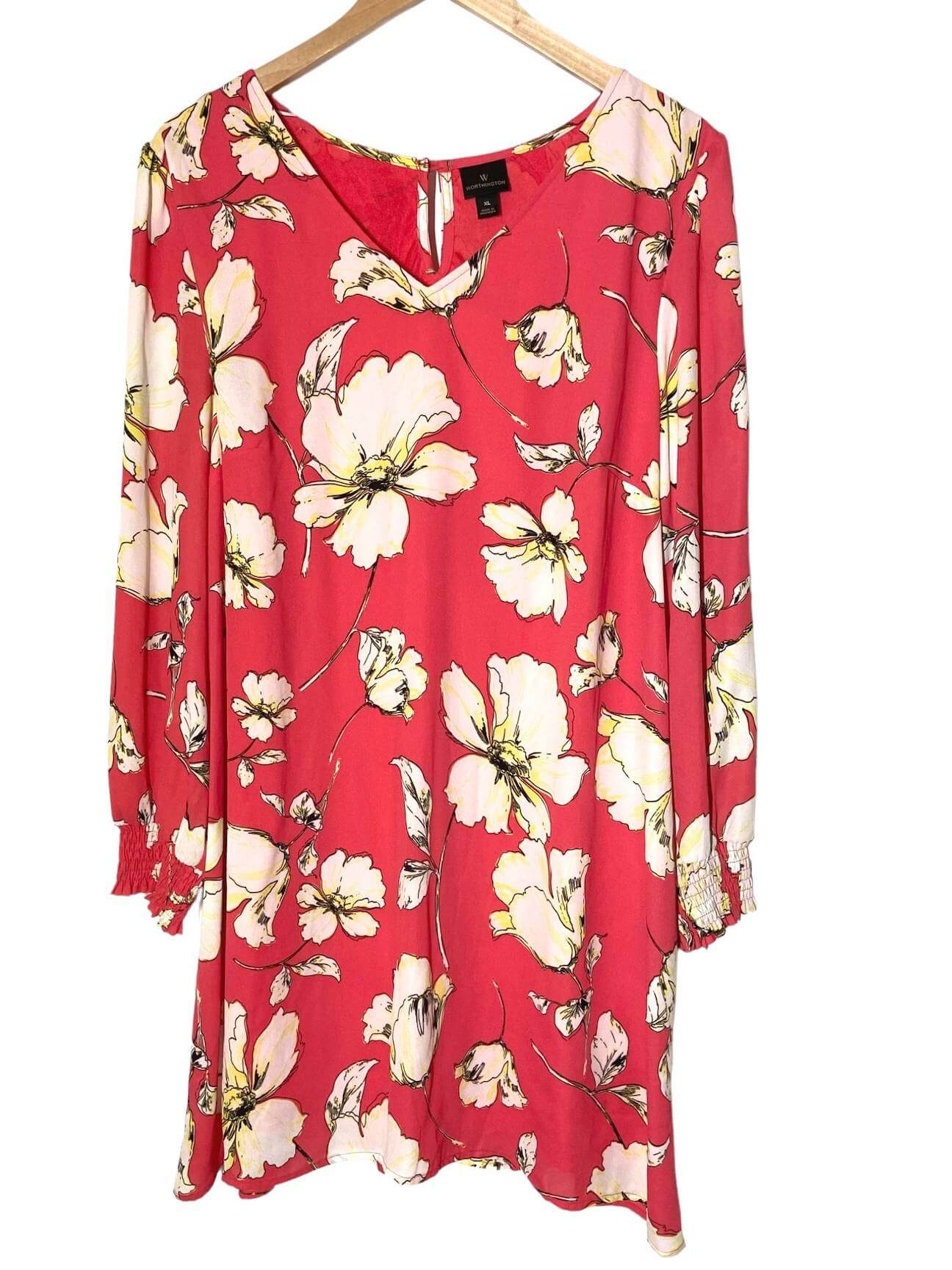 Warm Spring WORTHINGTON teaberry floral print dress