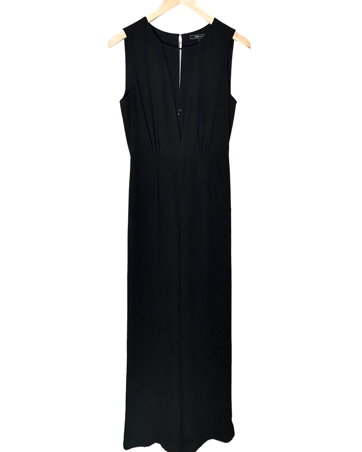 Winter BCBG black sheer paneled wide leg jumpsuit