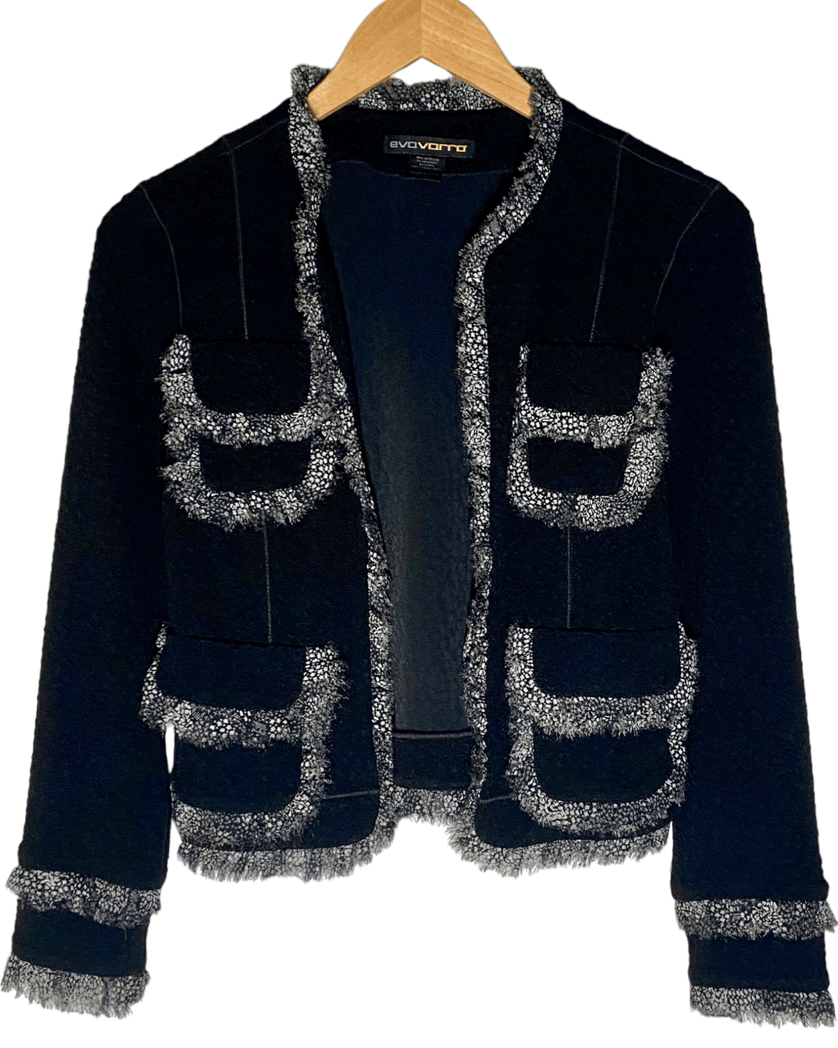 Winter black EVA VORRO white organza trimmed jacket