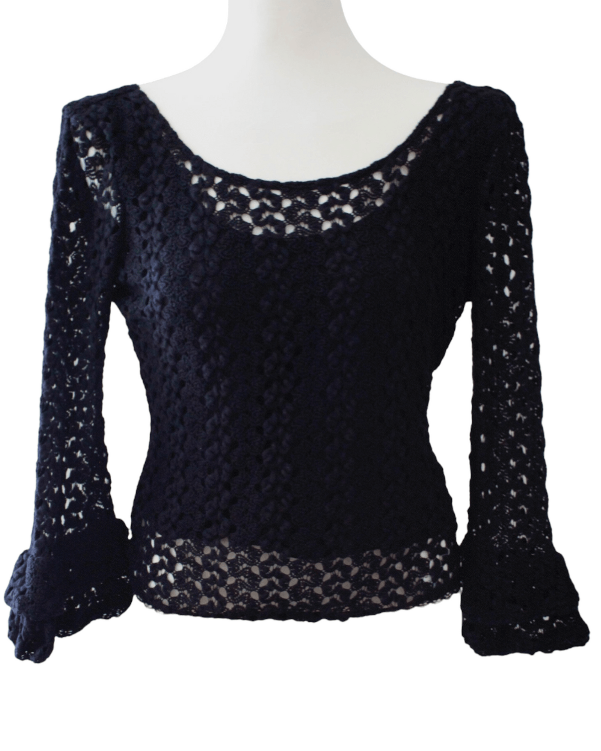 Winter Black FREE PEOPLE open knit crochet top
