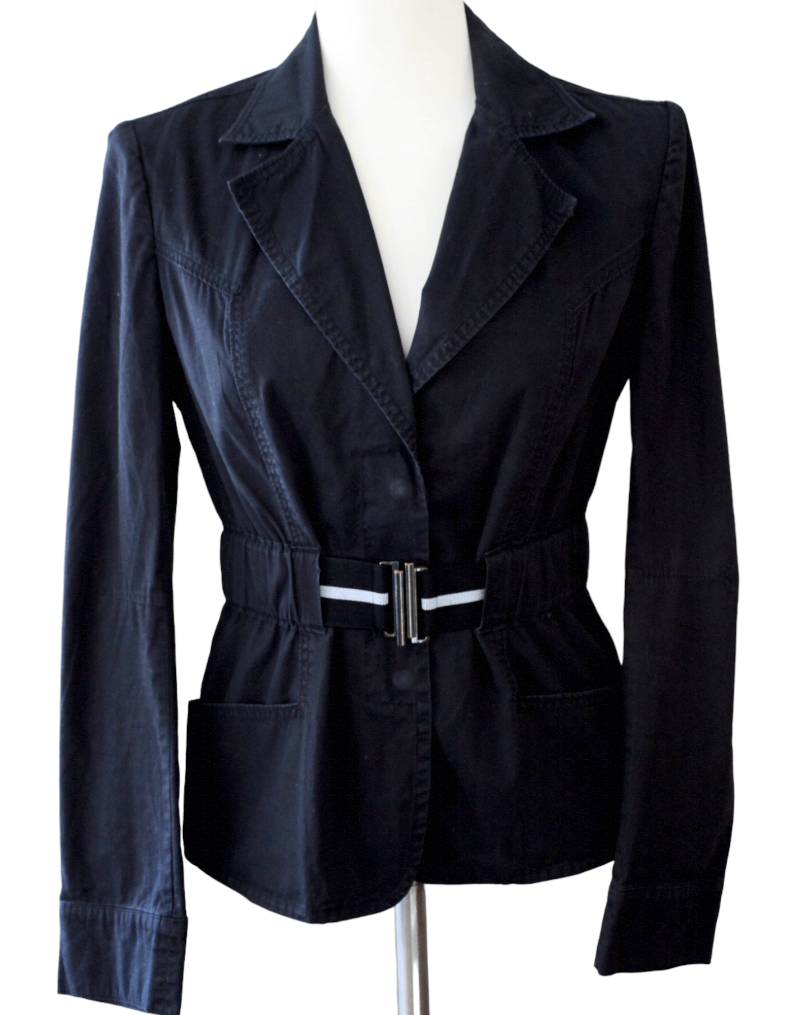 Winter Black LUIGI BERTOLLI twill  buckle jacket